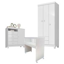 Quarto Bebê 3 Portas Ternura Baby E Mini Berço Moisés Alegria Com Colchão - Incorplac