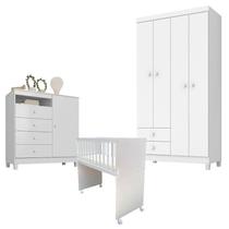 Quarto Bebê 4 Portas Ternura Baby e Mini Berço Moisés Alegria com Colchão Branco Flex - Incorplac