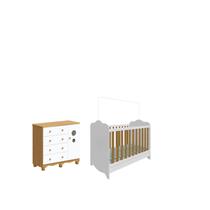 Quarto Bebê Berço Americano Clara Cômoda 4 gavetas Peroba -