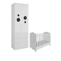 Quarto Bebê Berço Americano Clara Roupeiro Bolinha 2 portas -