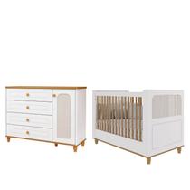 Quarto Bebê Berço Americano e Cômoda Bebê Alfajor 100% MDF -