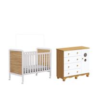 Quarto Bebê Berço Cloe 2 em 1 e Cômoda Bebê Bolinha 100% MDF -