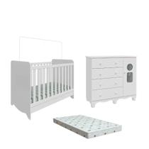 Quarto Bebe Berço e Cômoda MDF Dorabelly BenDyte + Colchão Quarto Bebe Berço e Cômoda MDF Dorabelly BenDyte + Colchão