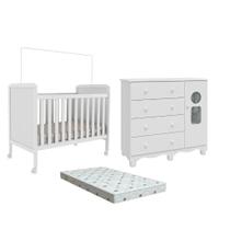 Quarto Bebe Berço e Cômoda MDF Dorabelly CloDyte + Colchão