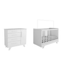Quarto Bebe Berço e Cômoda Moveis Peroba Retro MDF LS