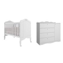 Quarto Bebê Berço e Cômoda Permobili Harmonia Encanto MDF -