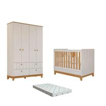 Quarto Bebe Berço e Guarda Roupa Dorabelly Bis com Colchão Quarto Bebe Berço e Guarda Roupa Dorabelly Bis com Colchão