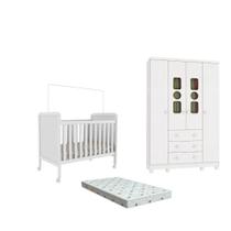 Quarto Bebe Berço e Guarda Roupa Dorabelly CloDyte 04 Pt MDF + Colchão