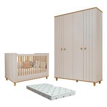 Quarto Bebe Berço e Guarda Roupa MDF Dorabelly Cake+Colchão Quarto Bebe Berço e Guarda Roupa MDF Dorabelly Cake+Colchão