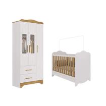 Quarto Bebe Berço e Guarda Roupa Moveis Peroba Clara MDF