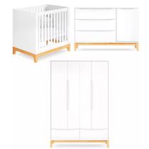 Quarto Bebê Berço Médio Cômoda E GuardaRoupa Amor Perfeito