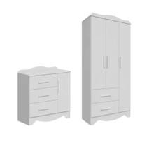 Quarto Bebe Cômoda e Guarda Roupa Moveis Peroba Clara MDF Ls