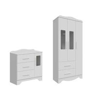 Quarto Bebe Cômoda e Guarda Roupa Moveis Peroba Clara MDF