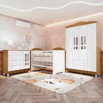 Quarto Bebê Completo Berço 3Em1 Eloá Guarda Roupa 4 Portas Cômoda 4 Gavetas 1 Porta MDF Quarto Bebê Completo Berço 3Em1 Eloá Guarda Roupa 4 Portas Cômoda 4 Gavetas 1 Porta MDF