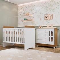 Quarto Bebê Completo Berço Americano 3Em1 Cômoda 4 Gavetas 1 Porta Gabrielle 100% MDF Quarto Bebê Completo Berço Americano 3Em1 Cômoda 4 Gavetas 1 Porta Gabrielle 100% MDF