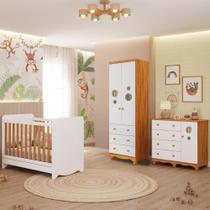 Quarto Bebê Completo Berço Americano Ben 3 em 1 Guarda Roupas 2 Portas Cômoda Bolinha 100% MDF