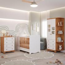 Quarto Bebê Completo Berço Americano Ben Guarda Roupa Uli Com Prateleiras Gaveteiro