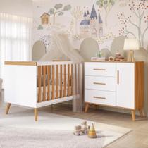 Quarto Bebê Completo Berço Americano Cômoda 1 Porta 100% MDF Pé Palito