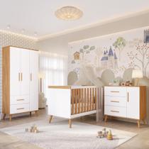 Quarto Bebê Completo Berço Americano Guarda Roupas 3 Portas Cômoda Pé Palito 100%MDF