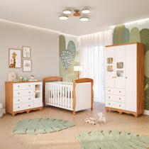Quarto Bebê Completo Berço Americano Marquesa 3 em 1 Guarda Roupa 3 Portas Cômoda Uli Faura