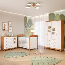 Quarto Bebê Completo Berço Americano Marquesa 3 em 1 Guarda Roupa 4 Portas Cômoda Uli MDF Quarto Bebê Completo Berço Americano Marquesa 3 em 1 Guarda Roupa 4 Portas Cômoda Uli MDF