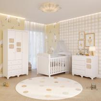 Quarto Bebê Completo Berço Americano Marquesa 3 em 1 Guarda Roupas 3 Portas Cômoda 100% MDF Telinha Quarto Bebê Completo Berço Americano Marquesa 3 em 1 Guarda Roupas 3 Portas Cômoda 100% MDF Telinha