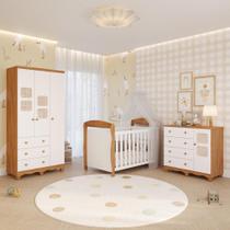 Quarto Bebê Completo Berço Americano Marquesa 3 em 1 Guarda Roupas 3 Portas Cômoda 100% MDF Telinha Quarto Bebê Completo Berço Americano Marquesa 3 em 1 Guarda Roupas 3 Portas Cômoda 100% MDF Telinha