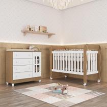 Quarto Bebê Completo Berço Americano Marquesa 3Em1 Cômoda 4 Gavetas 1 Porta Gabrielle 100% MDF Quarto Bebê Completo Berço Americano Marquesa 3Em1 Cômoda 4 Gavetas 1 Porta Gabrielle 100% MDF
