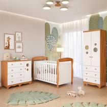 Quarto Bebê Completo Berço Americano Marquesa 3em1 Guarda Roupas 2 Portas Cômoda Bolinha 100% MDF