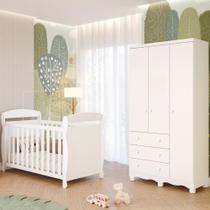 Quarto Bebê Completo Berço Americano Marquesa 3em1 Guarda Roupas 3 Portas 3 Gavetas Junior MDF Faura