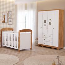 Quarto Bebê Completo Berço Americano Marquesa 3em1 Guarda Roupas 4 Portas 3 Gavetas Bolinha 100% MDF