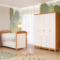 Quarto Bebê Completo Berço Americano Marquesa 3em1 Guarda Roupas 4 Portas 3 Gavetas Junior 100% MDF