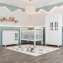 Quarto Bebê Completo Berço Americano Marquesa 3em1 Lila Guarda Roupa 3 Portas Cômoda 4 Gavetas 1 Porta Quarto Bebê Completo Berço Americano Marquesa 3em1 Lila Guarda Roupa 3 Portas Cômoda 4 Gavetas 1 Porta