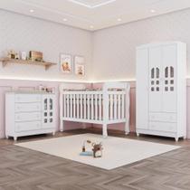 Quarto Bebê Completo Berço Americano Marquesa 3Em1 Lila Guarda Roupa 3 Portas Cômoda Infantil 100% MDF Quarto Bebê Completo Berço Americano Marquesa 3Em1 Lila Guarda Roupa 3 Portas Cômoda Infantil 100% MDF