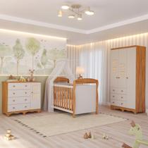 Quarto Bebê Completo Berço Americano Marquesa Cômoda Guarda Roupas 3 Portas Telinha Off White 100%MDF Quarto Bebê Completo Berço Americano Marquesa Cômoda Guarda Roupas 3 Portas Telinha Off White 100%MDF