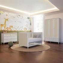 Quarto Bebê Completo Berço Cômoda Guarda-Roupa Fofura Rattan