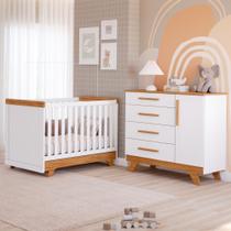 Quarto Bebê Completo Berço Mini Cama E Cômoda Retrô Faura