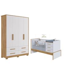Quarto Bebê Completo Berço Multifuncional Charlo 4 Portas 100% MDF - Quarto Bebê Completo Berço Multifuncional Charlo 4 Portas 100% MDF -