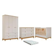 Quarto Bebe Completo Bis Dorabelly Berço , Cômoda e Guarda Roupa MDF Com Colchão Quarto Bebe Completo Bis Dorabelly Berço , Cômoda e Guarda Roupa MDF Com Colchão