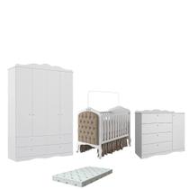 Quarto Bebe Completo Canto Dorabelly MDF +Colchão e Capitône