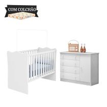 Quarto Bebê Completo Doce Sonho Com Colchão Qmovi - Branco