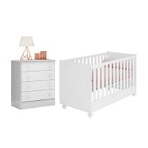 Quarto Bebê Completo Doce Sonho Com Rodízios Qmovi - Branco Quarto Bebê Completo Doce Sonho Com Rodízios Qmovi - Branco