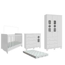 Quarto Bebe Completo Dorabelly Dyte MDF 3 Pt + Colchão Quarto Bebe Completo Dorabelly Dyte MDF 3 Pt + Colchão