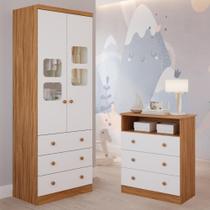 Quarto Bebe Completo Guarda Roupas Uli 2 Portas Gaveteiro 3 Gavetas Smim 100% MDF