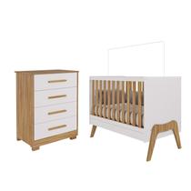 Quarto Bebê Completo Guti com Berço e Cômoda Peroba 100% MDF - Quarto Bebê Completo Guti com Berço e Cômoda Peroba 100% MDF -