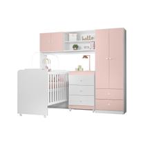 Quarto Bebê Completo Infantil Branco Rosa 3 Peças Sofhia Peternella