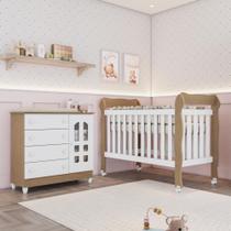 Quarto Bebê Completo Lila Berço Americano Marquesa 3Em1 Cômoda Infantil 100% MDF