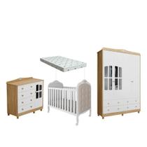 Quarto Bebe Completo MDF Capitône Elo Dorabelly Provençal + Colchão