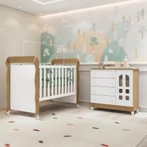 Quarto Bebê Completo Mirelle Berço Americano Marquesa 3Em1 Cômoda Infantil 100% MDF