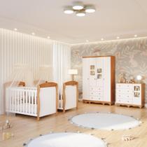 Quarto Bebê Gêmeos 2 Berços Americano Marquesa Guarda Roupas Cômoda Uli 100%MDF Quarto Bebê Gêmeos 2 Berços Americano Marquesa Guarda Roupas Cômoda Uli 100%MDF